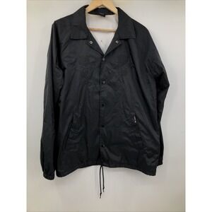 HUF Black Skateboard Windbreaker Coaches Snap Jacket Embroidered Patch Men's L